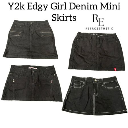 Y2k Edgy Girl Denim Mini skirt Re-3107
