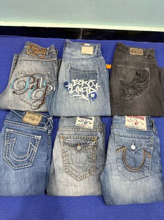 True Religion and ecko baggy embroidery jeans