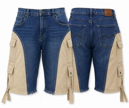 CR1546 Upcycled Denim Cargo Shorts