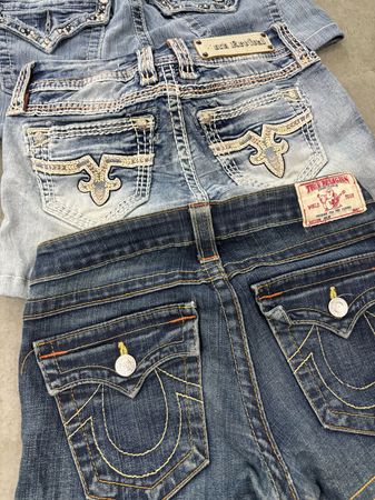 Miss Me True Reigion Rock Revival mini shorts