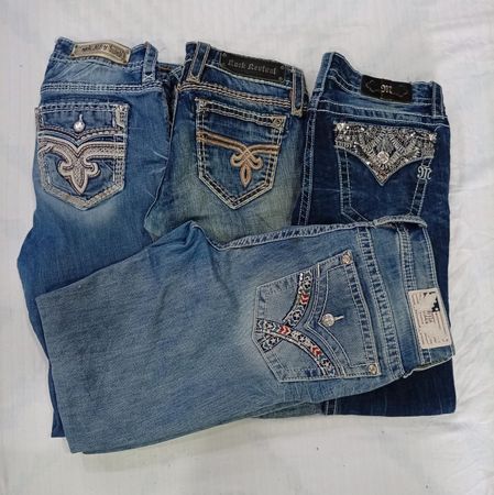 CR7941 Mixed Branded Flare Jeans