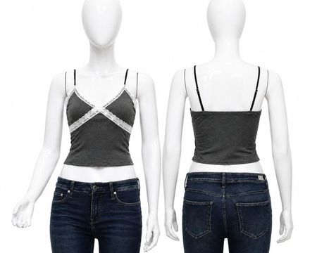 CR1547 Upcycled Lace Strap Cami Top