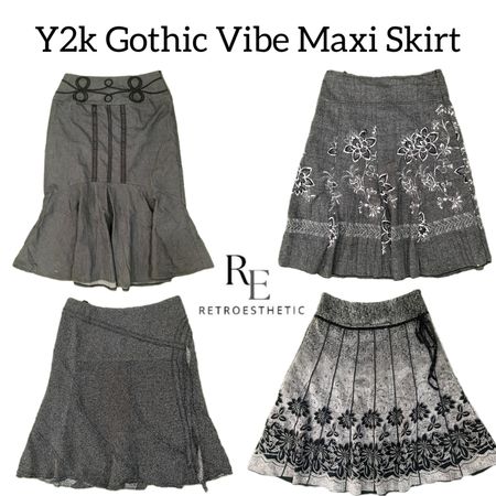 Y2k Gothic Vibe Maxi Skirt Re-3127