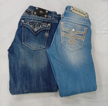 CR7943 Mixed Branded Flare Jeans