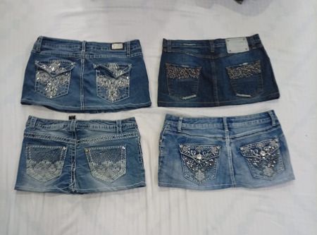 CR7951 Upcycled Y2K Mini Denim Skirts