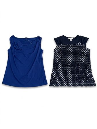 (FV-1315) Dark Academia Blue & Black Tops Bundle – Elegant Minimal Vintage Collection