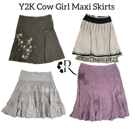 Y2K Cow Girl Maxi Skirts RW-1862