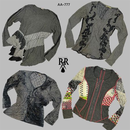 Y2K Dark Academia Misty Grey Full Sleeve Tops (AA-777)