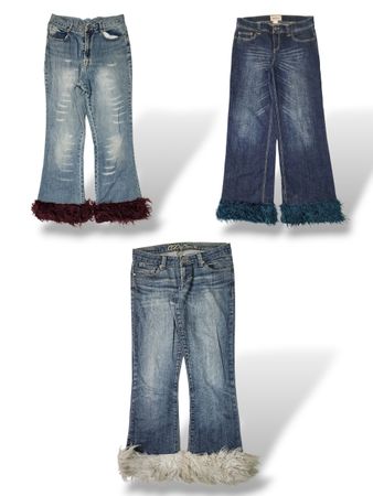 UPCYCLED DENIM JEANS WITH FUR