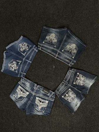 Y2K Embellished/Embroided Mini Shorts - [TS-0561]