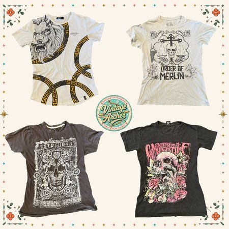 Y2K Dark Aesthetic Tees – Skull & Vintage Rock Graphic Regular Fit Tops