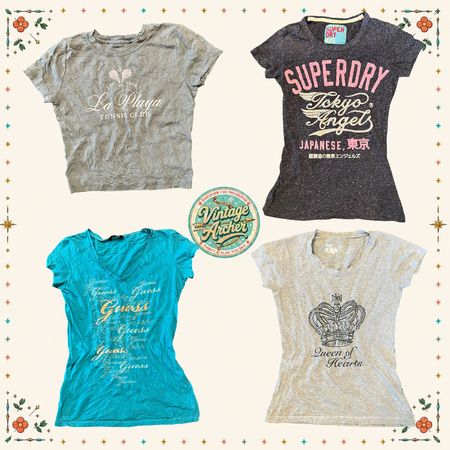 Y2K Girly Baby Tees – Slim Fit Graphic T-Shirt Set: 9 PCs