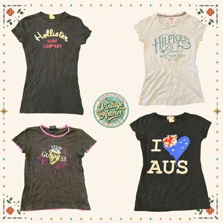 Y2K Fitted Baby Tees – Graphic Casual T-Shirt Pack (Preppy & Sporty Vibe): 9 PCs