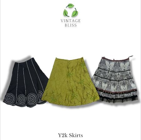 Y2K Cotton Flare Priented Skirts
