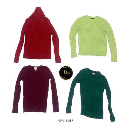 Pull en maille torsadée – essentiel d'hiver texturé et confortable des années 2000. (GRV-4-387)