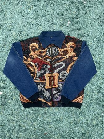 Upcycled Artisan Tapestry Jackets - Denim Sleeve