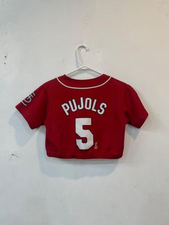 Upcycled Baseball Jersey Cropped Tops