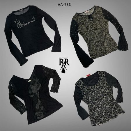 Y2K Black Gothic Full Sleeve Tops (AA-783)