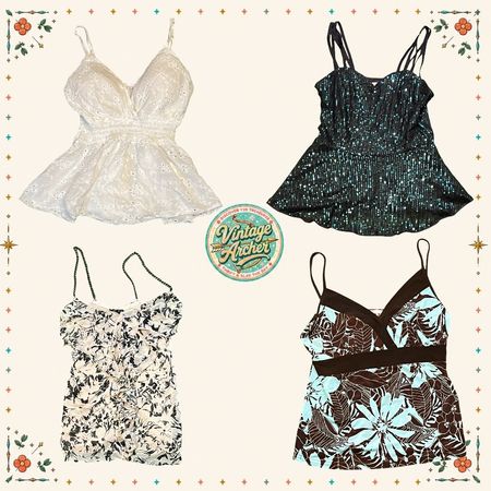 Y2K Cami Tops – Blouses ajustées et séduisantes pour les soirées et sorties : 7 pièces (M-6)