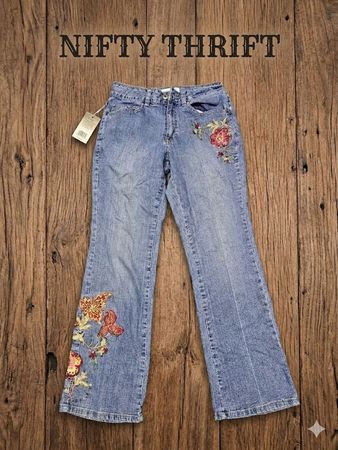 Jeans de Bordado Japonês Y2K