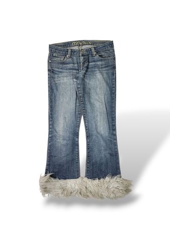 JEANS EN DENIM Y2K RECYCLÉS AVEC FOURRURE
