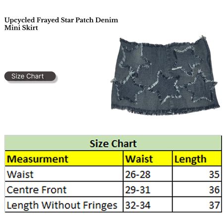 Upcycled Frayed Star Patch Denim Mini Skirt