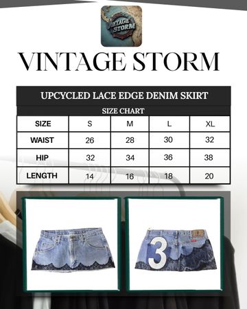 Upcycled Lace Edge Denim Skirt