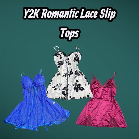Y2K Romantic Lace Slip Tops - (30/04)