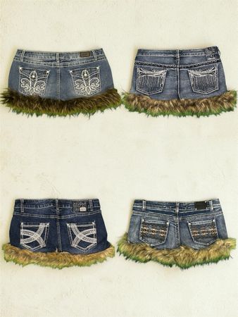 Upcycled Y2k Micro/Mini Skirts With Fur