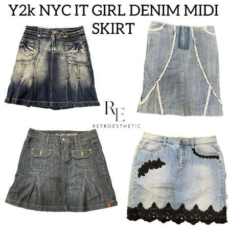 Y2K NYC IT Girl Denim Midi Skirts RE-3129