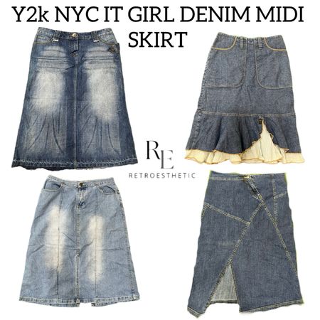 Y2K NYC IT Girl Denim Midi Skirts RE-3130