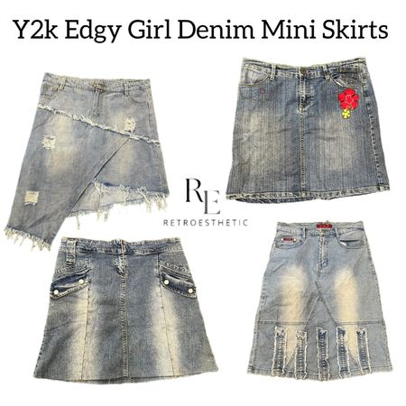Y2K Edgy Girl Denim Mini Skirts RE-3134