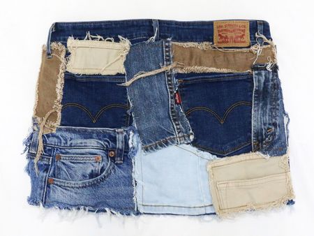 CR1555 Upcycled Denim Patchwork Skirt