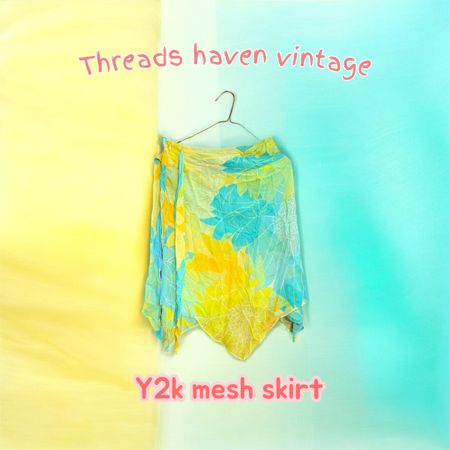 TH#0105 Y2K Silk Mesh Skirt – Sheer Layered Flowy Aesthetic Mini
