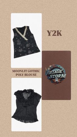 Y2K Moonlit Gothic Poly Blouse