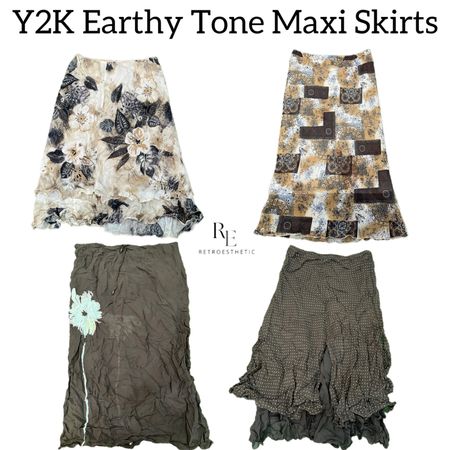Y2K Earthy Tone Maxi Skirts RE-3139