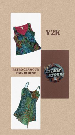 Y2K Retro Glamour Poly Blouse
