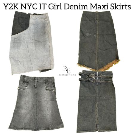 Y2K NYC IT Girl Denim Maxi Skirts RE-3140