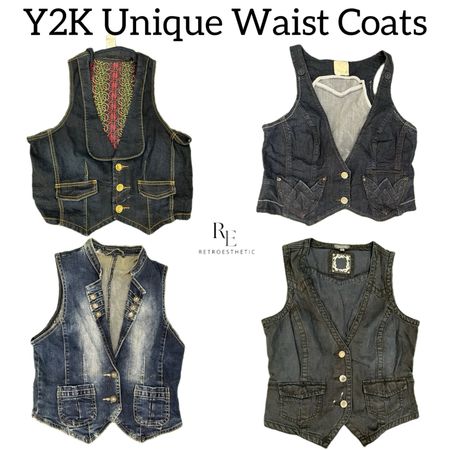 Y2K Unique Denim Waist Coats RE-3142