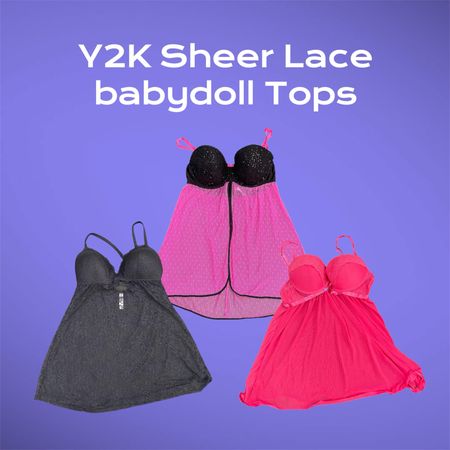 Y2K Sheer Lace Babydoll Tops - (03/05)