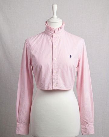 🚨 Upcycled Ralph Lauren Ruffle Collar Crop Tops