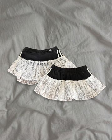 Upcycled Adidas Lace Mini Skirt
