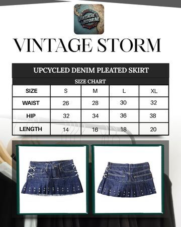 Upcycled Denim Pleated Skirt