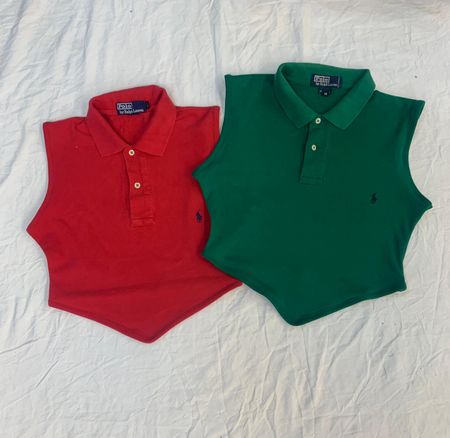 Upcycled Ralph Lauren Pointed Hem Crop Tops