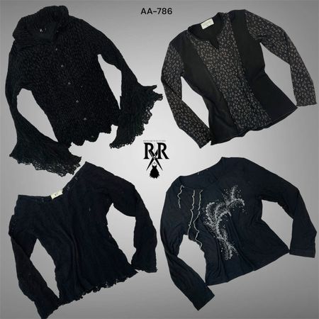 Y2K Black Gothic Full Sleeve Tops (AA-786)