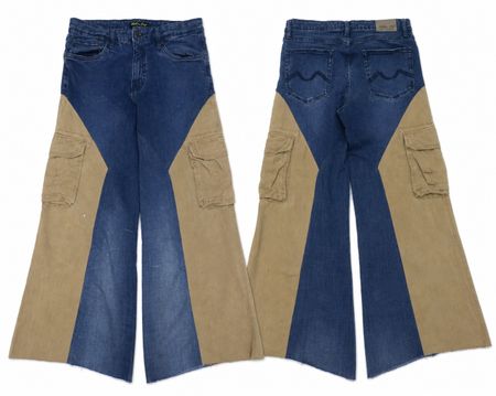 CR1558 Upcycled Cargo Flare Jeans