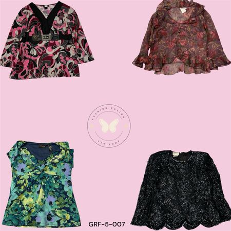 Blouse en poly imprimé Y2K pour femmes – Haut décontracté léger de streetwear (GRF-5-007)