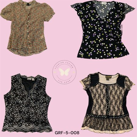 Women’s Vintage Y2K Print Top – Comfortable Everyday Blouse (GRF-5-008)