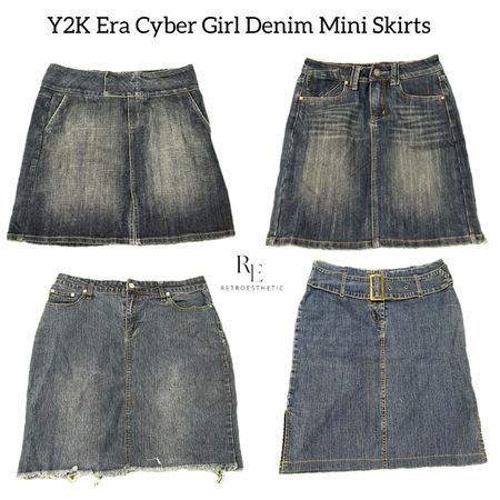 Y2K Era Cyber Girl Denim Midi Skirts RE-3079