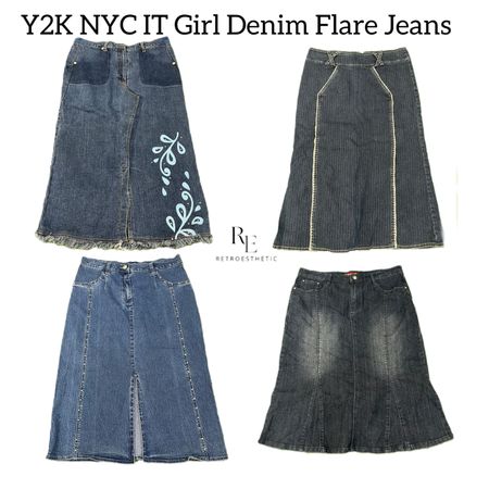 Y2K NYC IT Girl Denim Maxi Skirts RE-3080